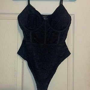 Rue21 black lace snap body suit NWOT